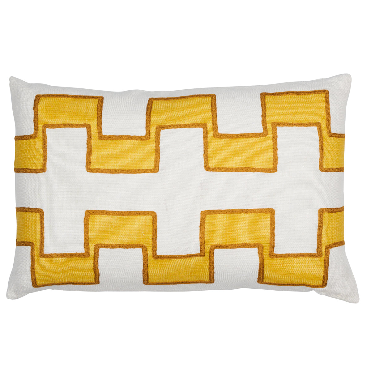 Dixon Embroidered Print Pillow | Yellow