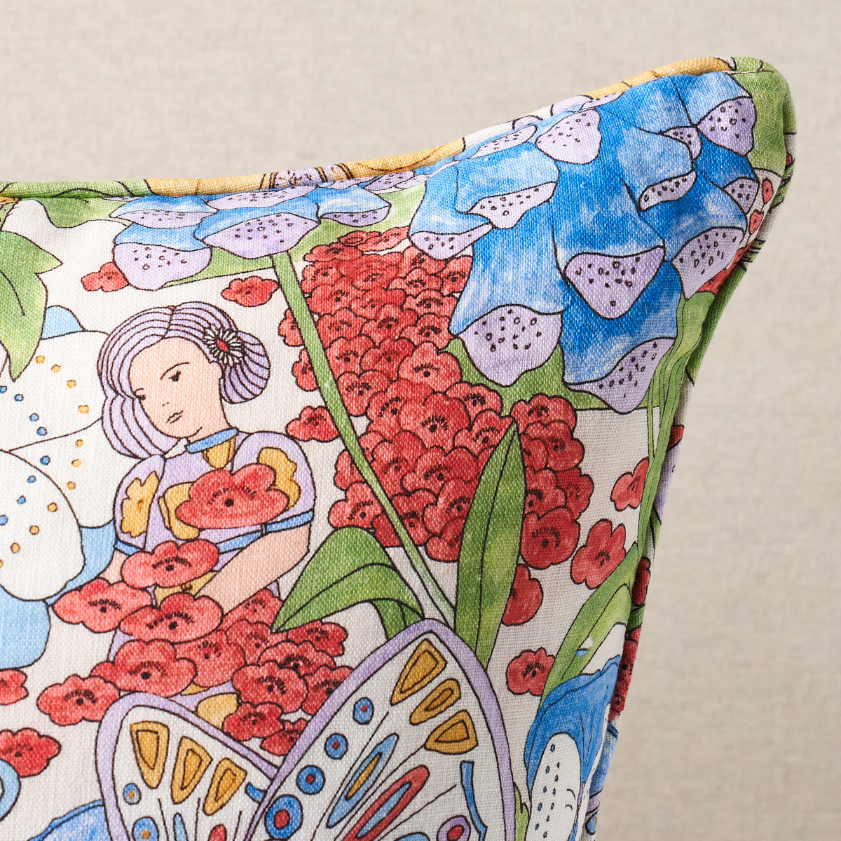 Fairie Garden Pillow | Yellow & Ivory