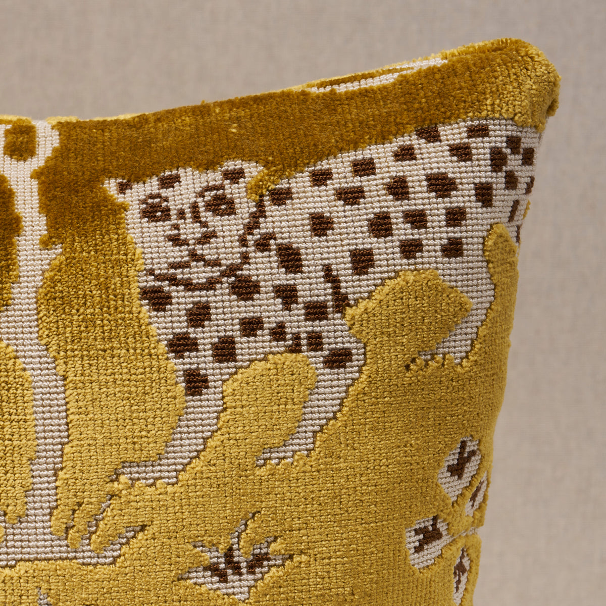 Woodland Leopard Velvet Pillow | Gold