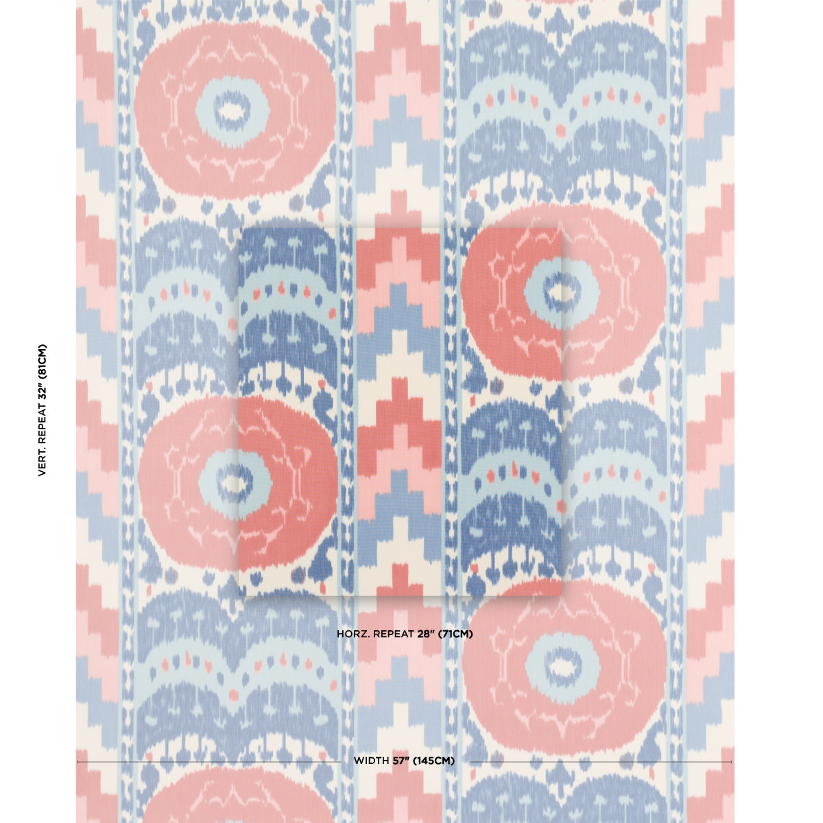 SAMARKAND IKAT II | Chambray & Coral