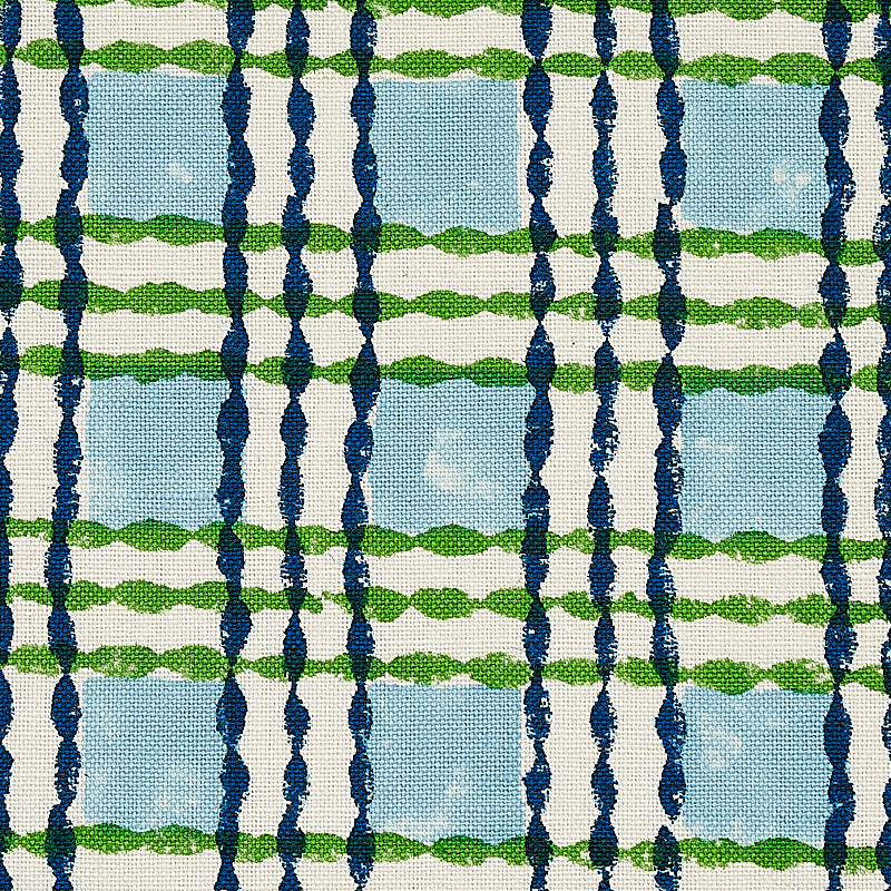 Trellis Hand Block Print | Sky & Grass