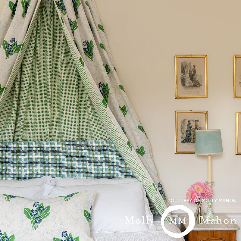 Trellis Hand Block Print | Sky & Grass