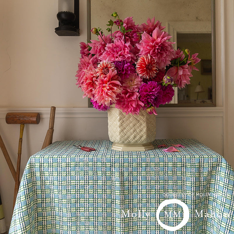 Trellis Hand Block Print | Sky & Grass