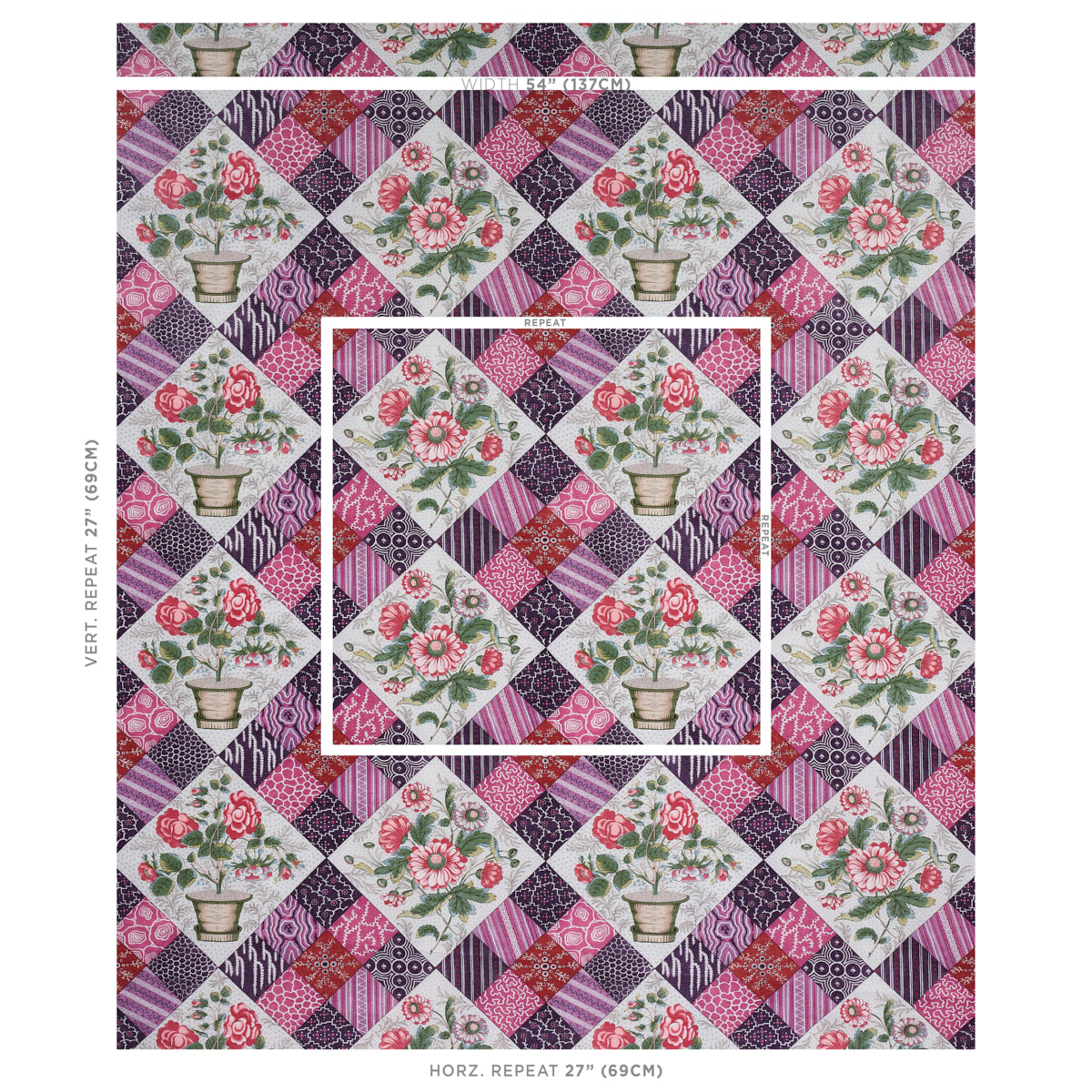 CALDWELL PATCHWORK CHINTZ | Fuchsia And Plum