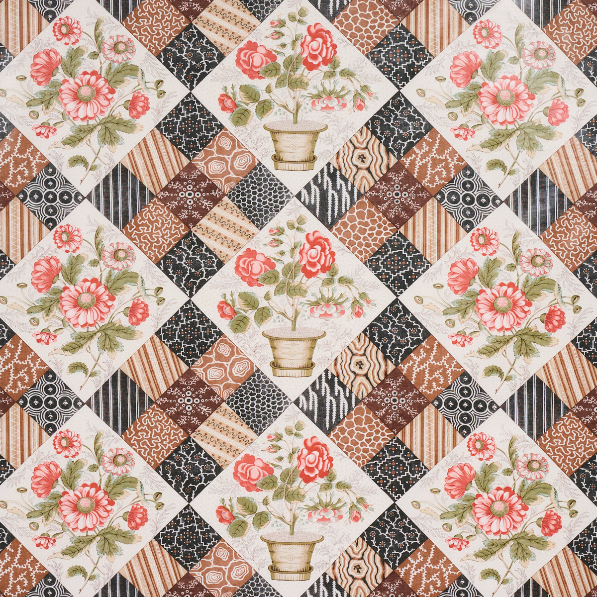 CALDWELL PATCHWORK CHINTZ | ROSE AND CHOCOLATE