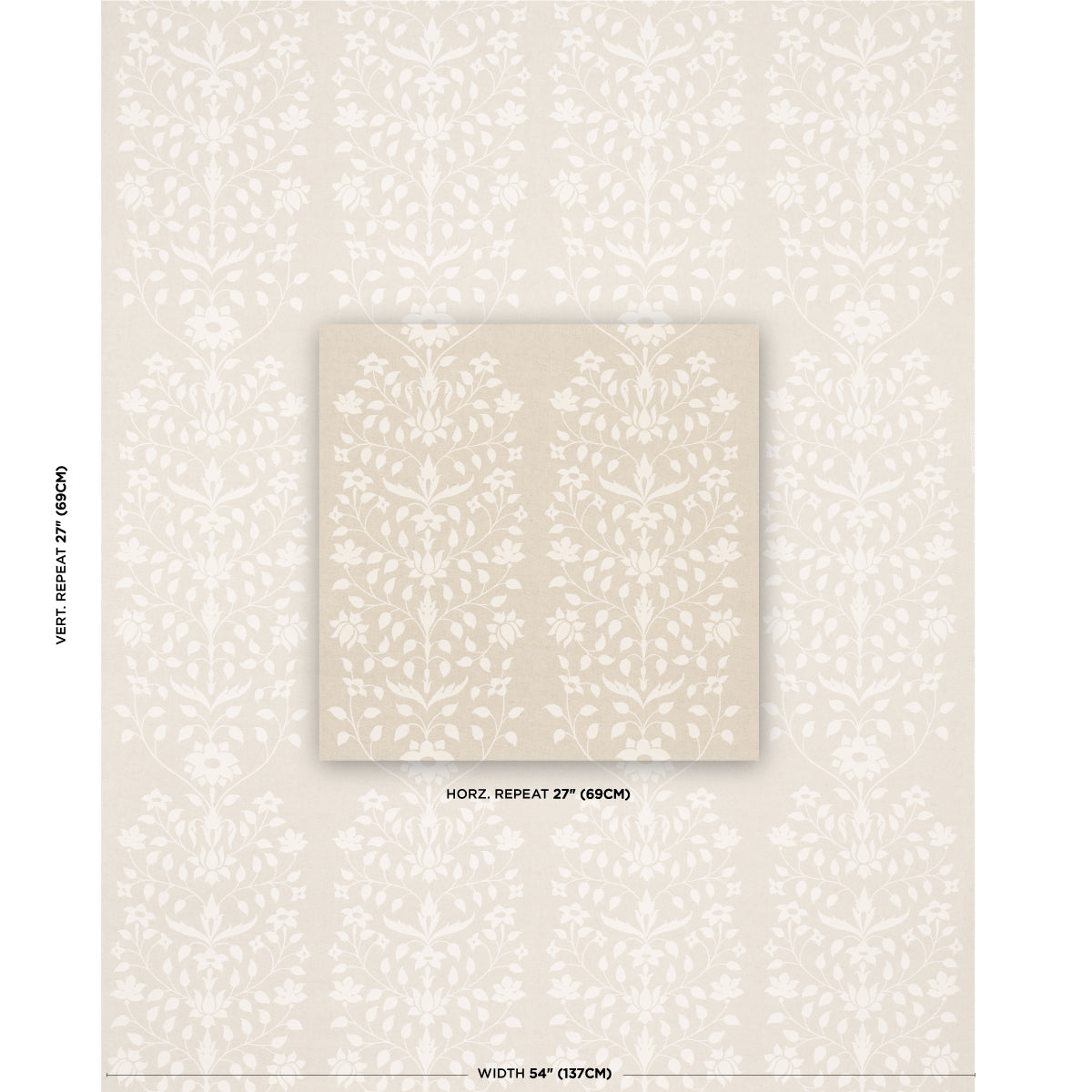 JAIPUR MUGHAL FLOWER | Ivory On Natural