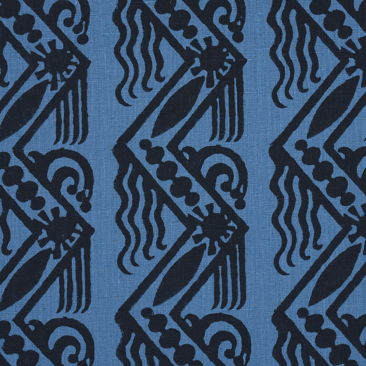 VENETIAN ZIG ZAG BLOCK PRINT | Black On Blue