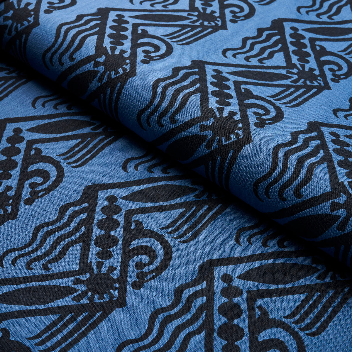 VENETIAN ZIG ZAG BLOCK PRINT | Black On Blue