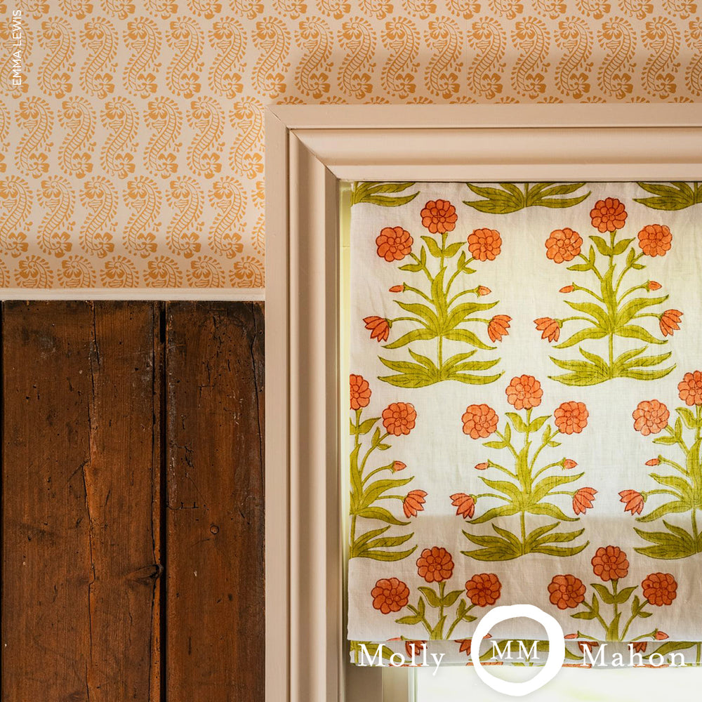 MUGHAL HAND BLOCK PRINT | Peach Sap Green