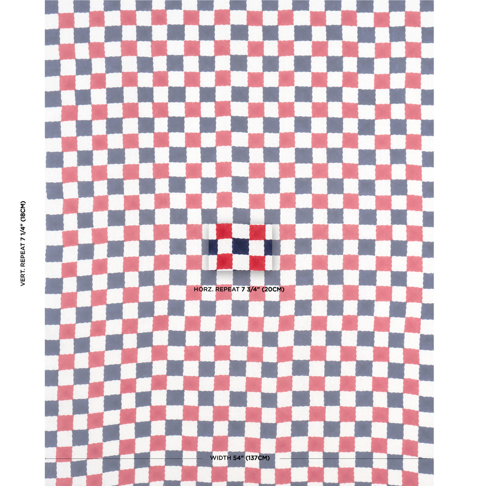 Chequer Hand Block Print | Red/Navy