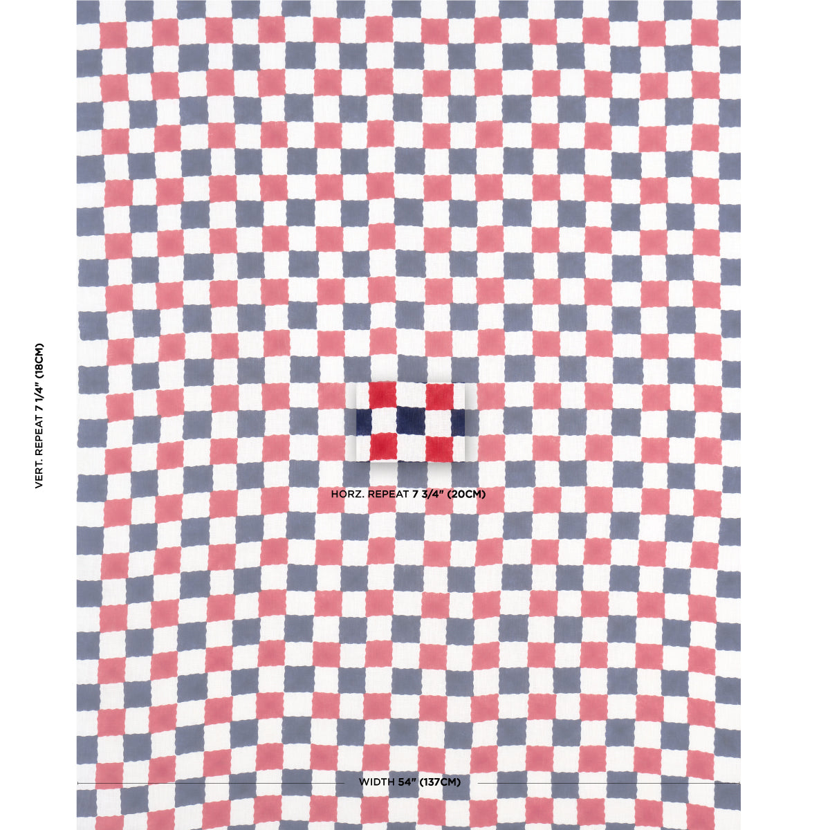 CHEQUER HAND BLOCK PRINT | Red/Navy