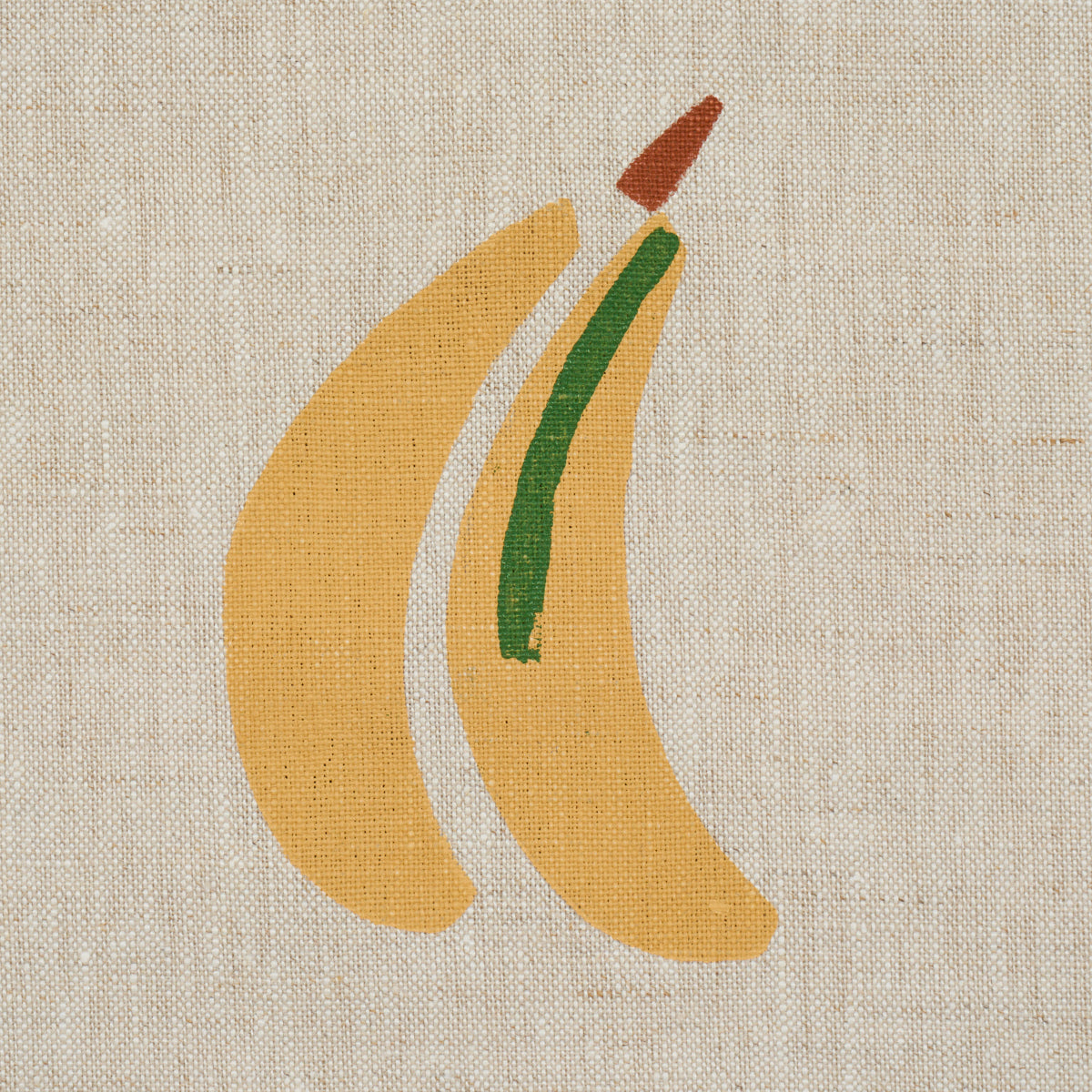 BANANA STAND HAND BLOCK PRINT | Ochre And Green On Natural