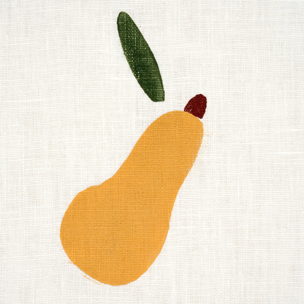 PEARS HAND BLOCK PRINT | Green And Ochre On White