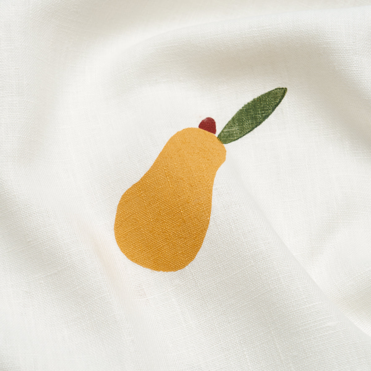 PEARS HAND BLOCK PRINT | Green And Ochre On White