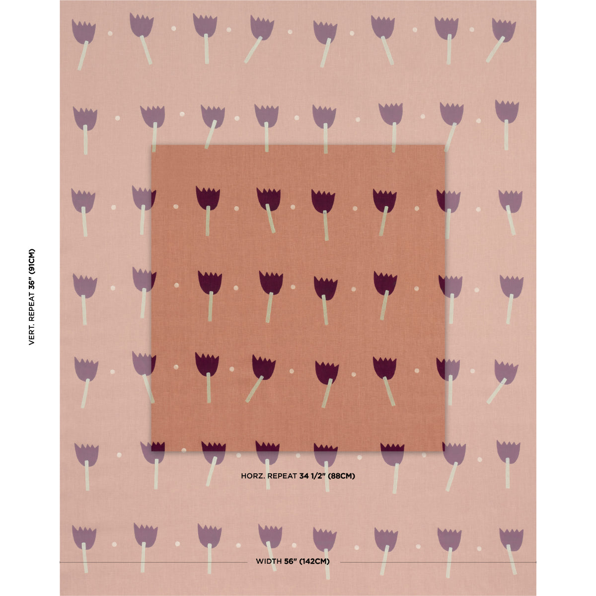 TULIP PLAY HAND BLOCK PRINT | Violet On Rust