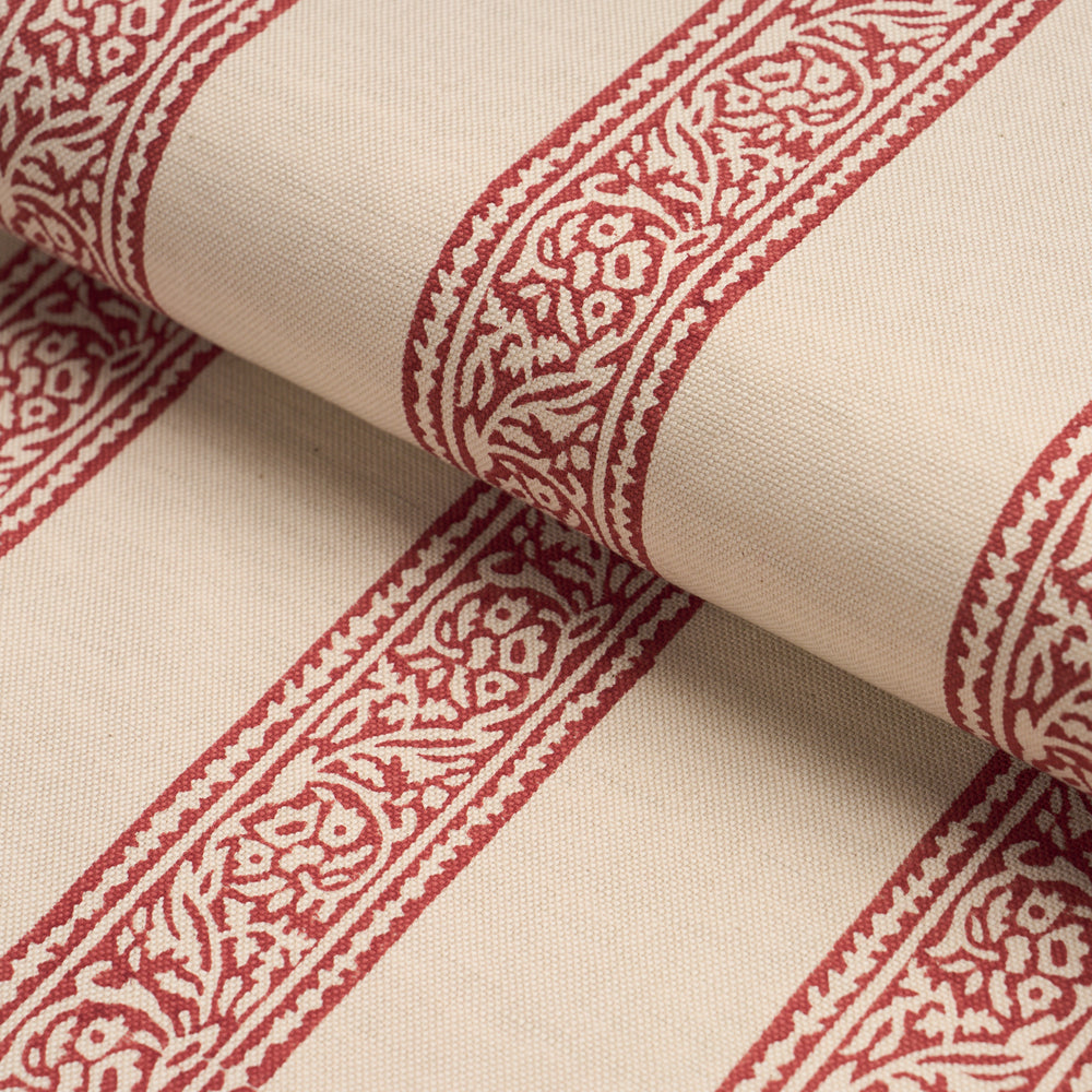 MAHDAVI STRIPE HAND-BLOCK PRINT | Red