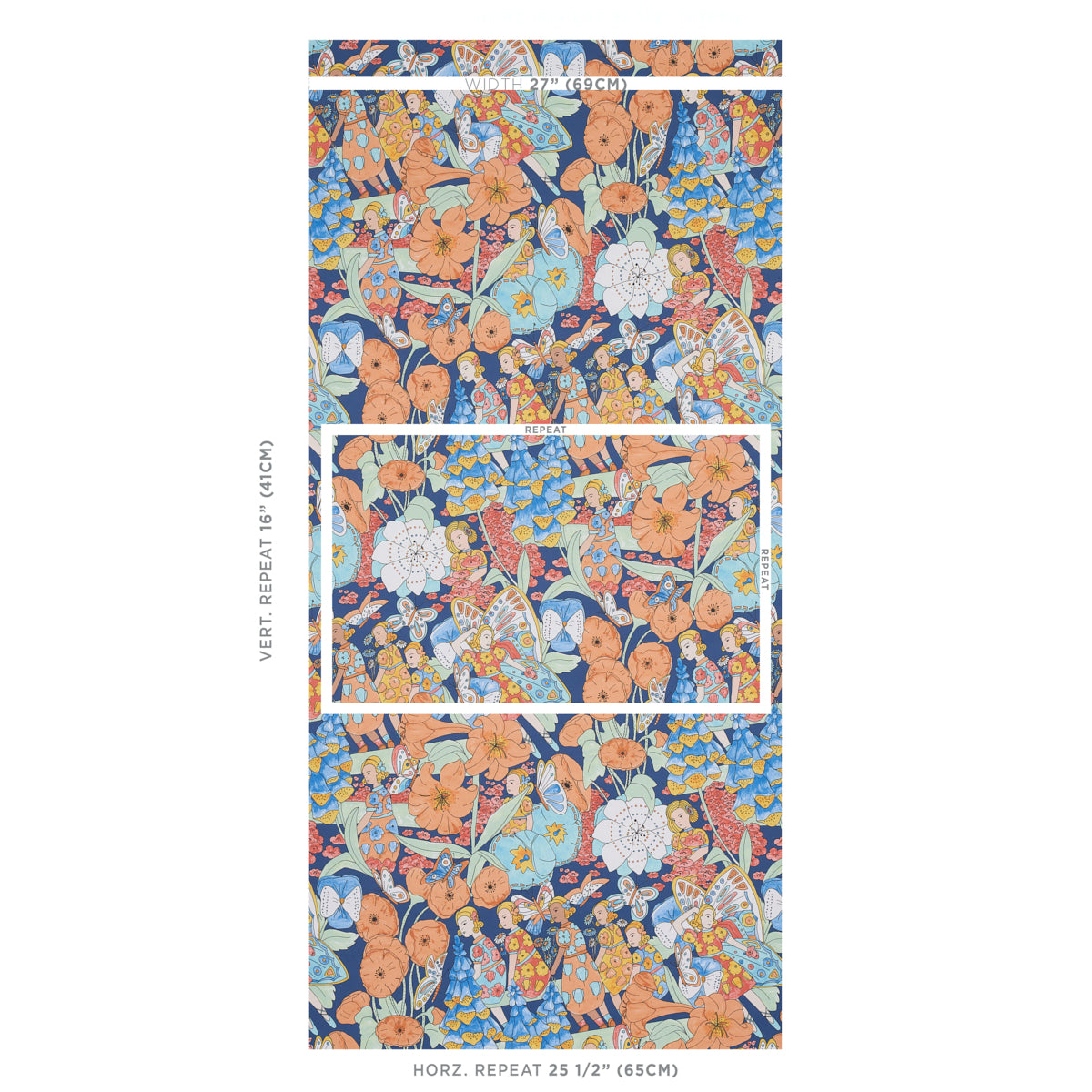 FAIRIE GARDEN | ORANGE AND NAVY