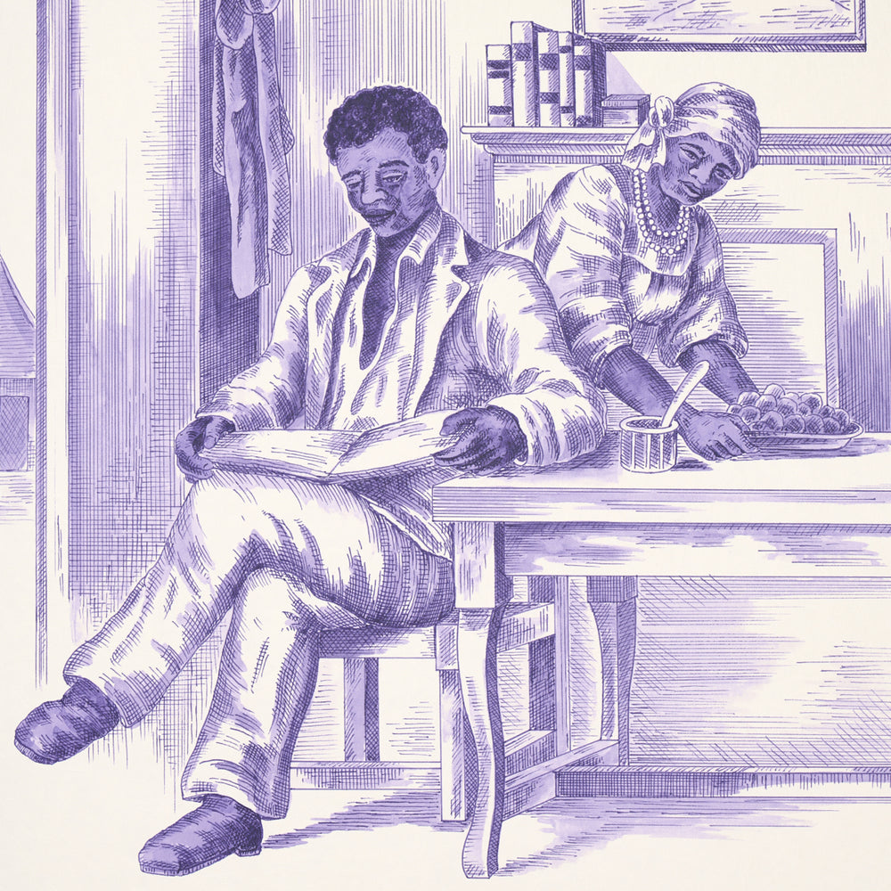 TOUSSAINT TOILE | Purple On Cream