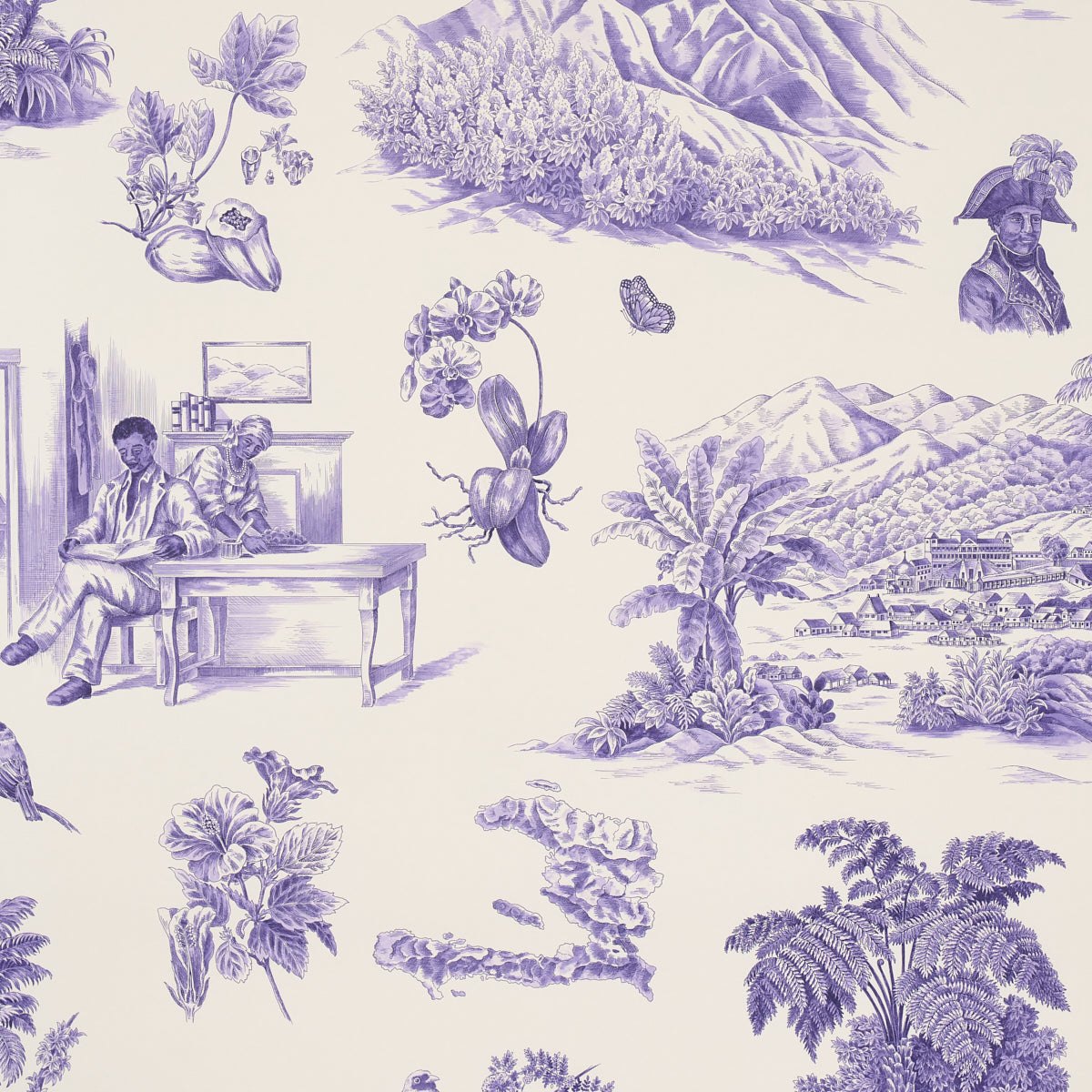 TOUSSAINT TOILE | PURPLE ON CREAM