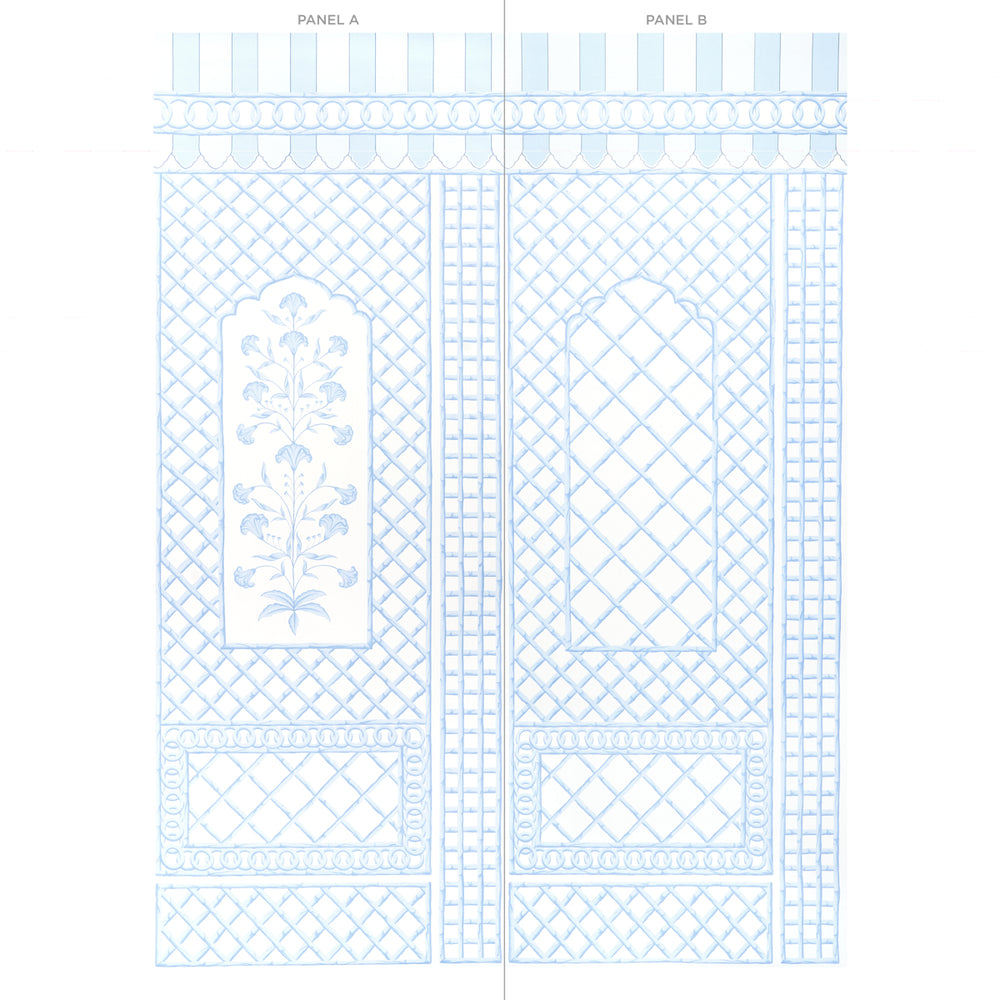 BAMBOO TRELLIS PANEL A | Blue