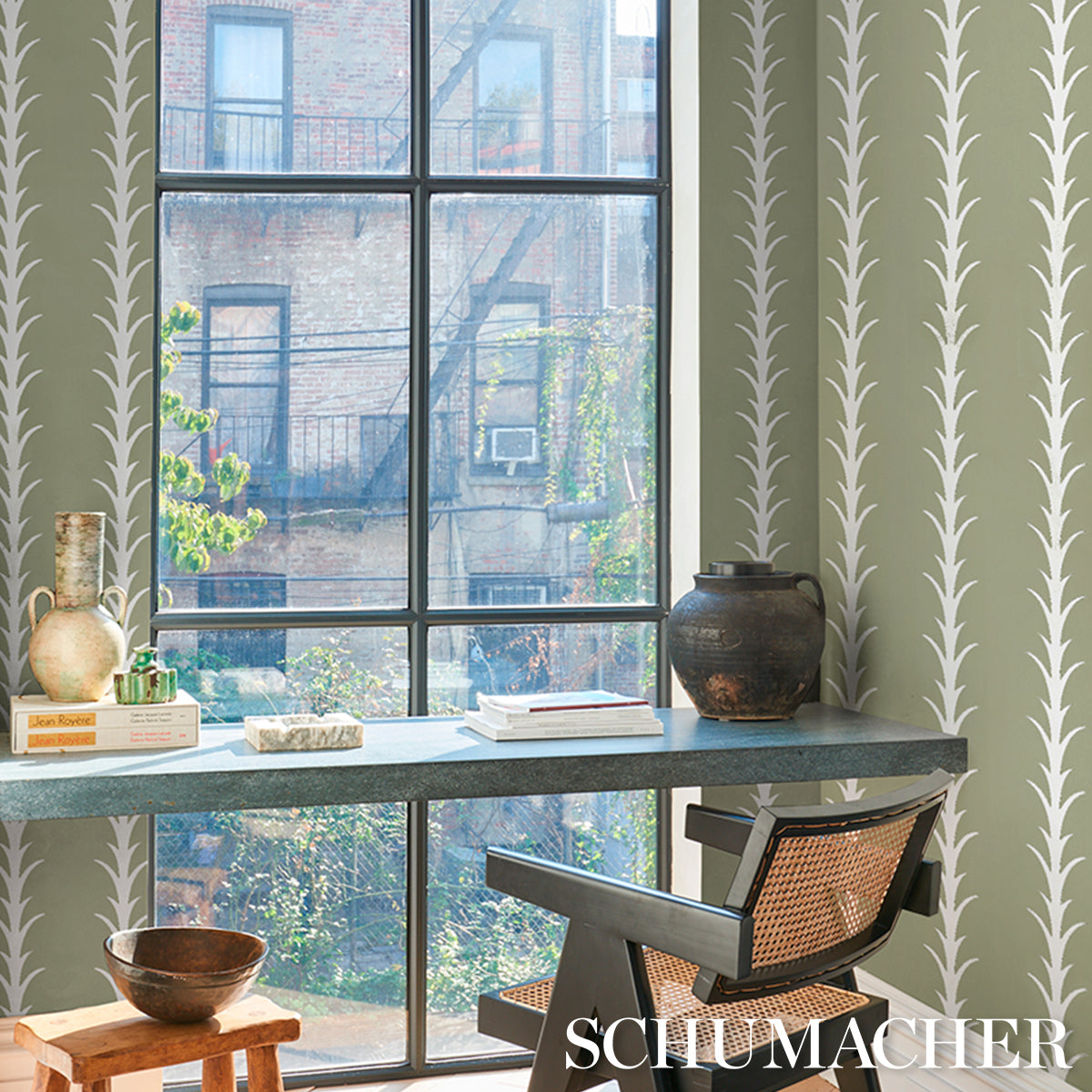 ACANTHUS STRIPE | Metallic On Sage