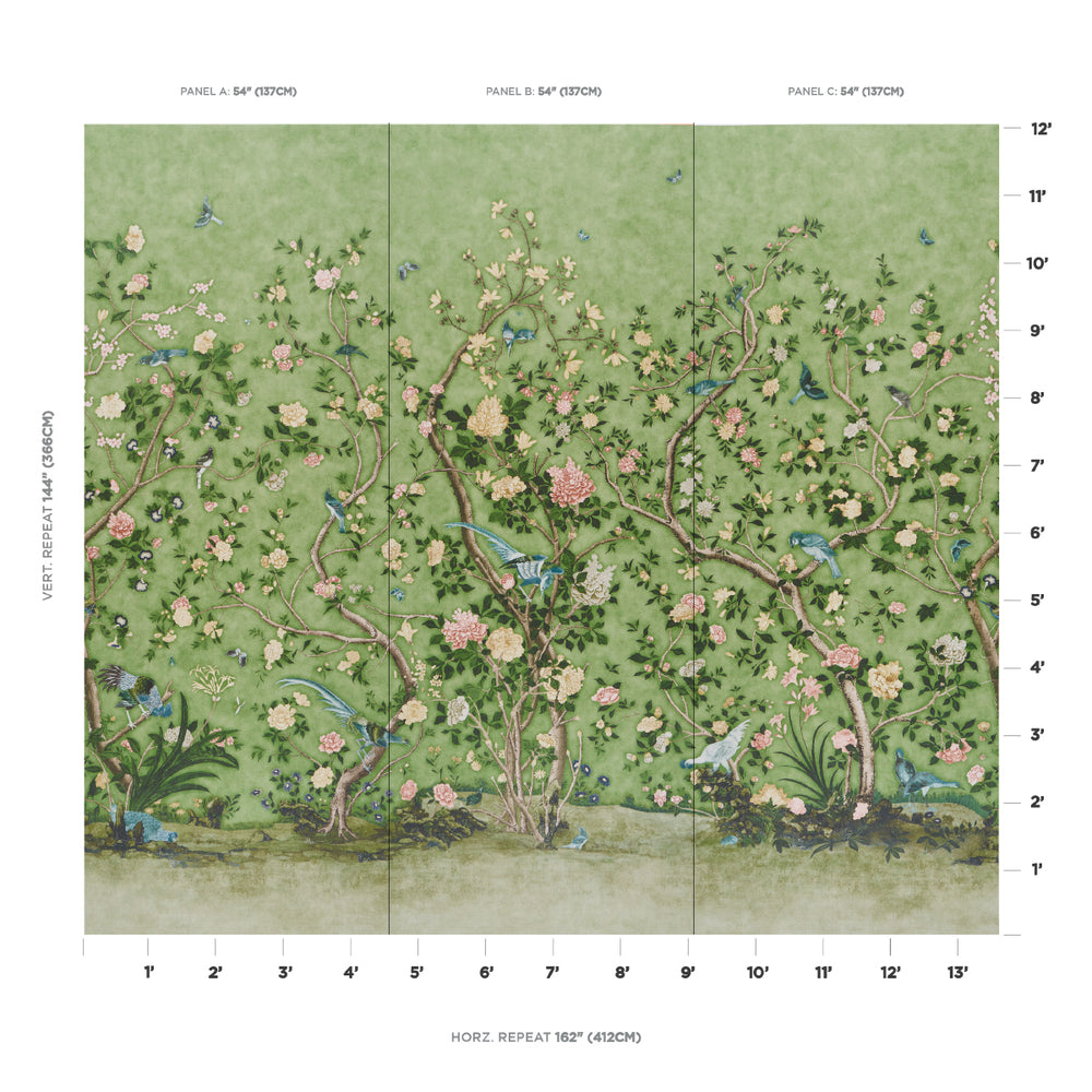 LES OISEAUX PANEL SET | Apple Green