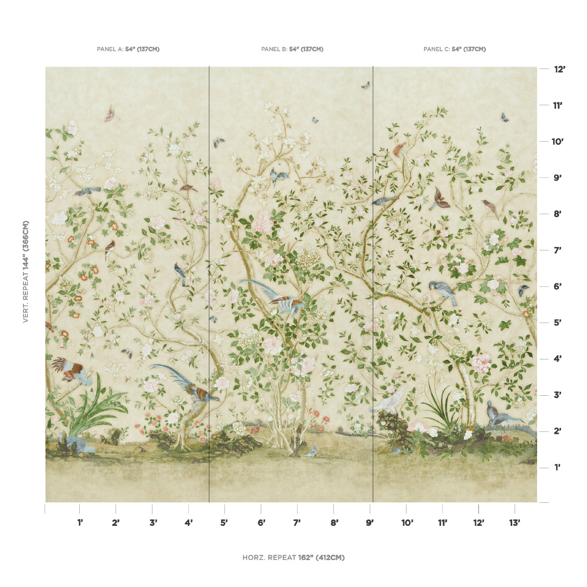 LES OISEAUX PANEL SET | Parchment