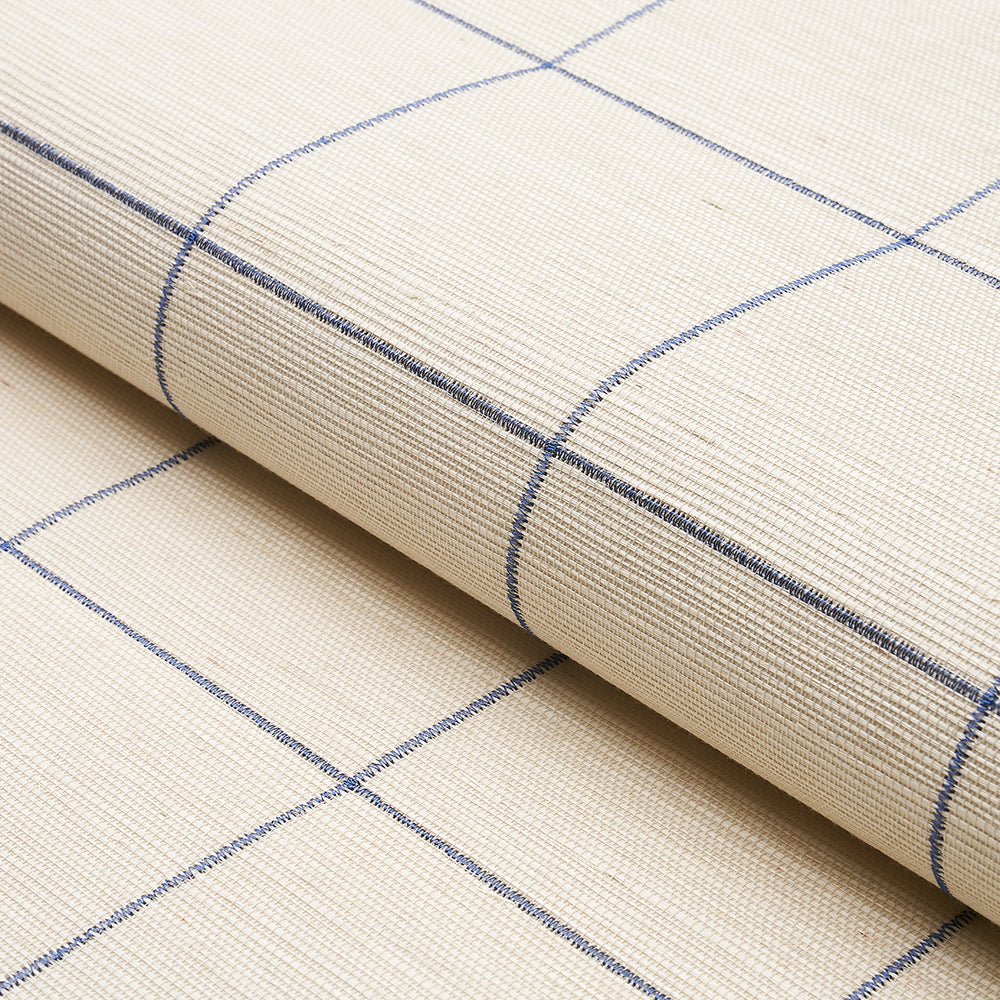 WINDOWPANE EMBROIDERED SISAL | Navy