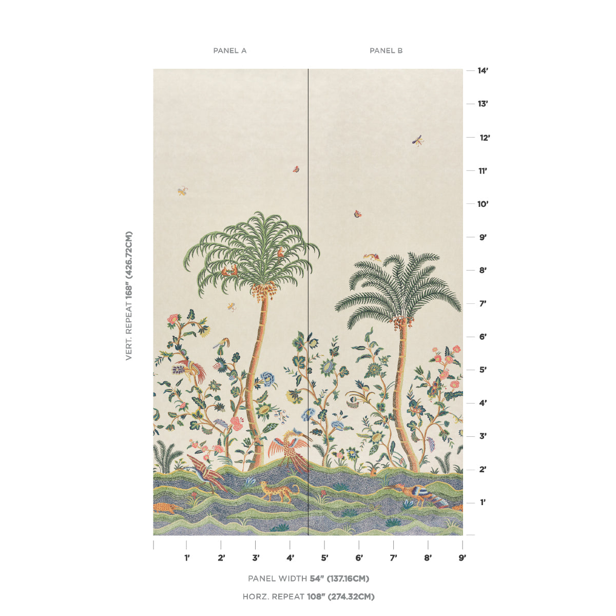 SPOTSWOOD CREWEL 2 PANEL SET | Multi