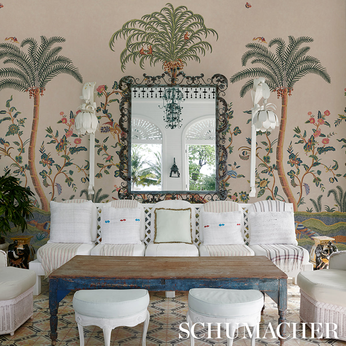 SPOTSWOOD CREWEL 2 PANEL SET | Multi