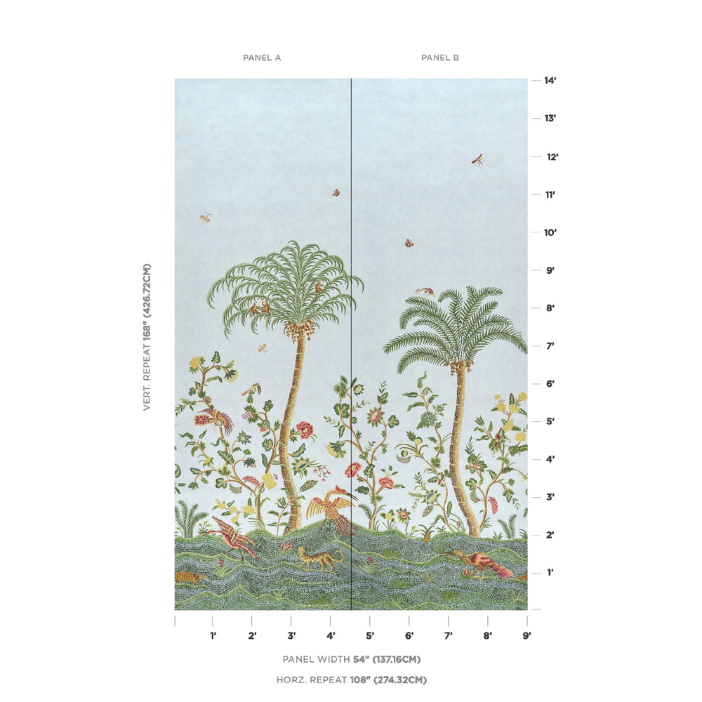 SPOTSWOOD CREWEL 2 PANEL SET | Sky