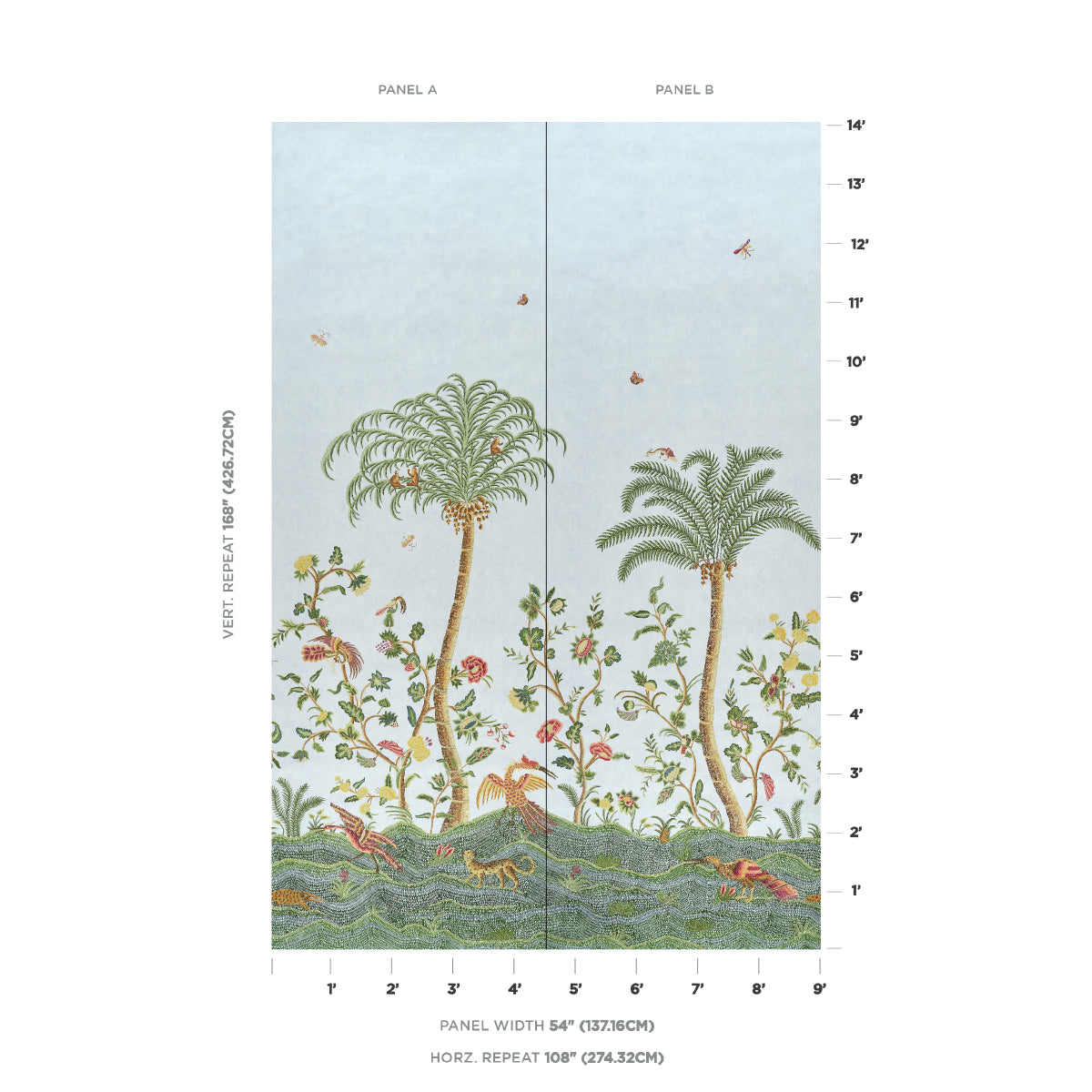 SPOTSWOOD CREWEL 2 PANEL SET | Sky