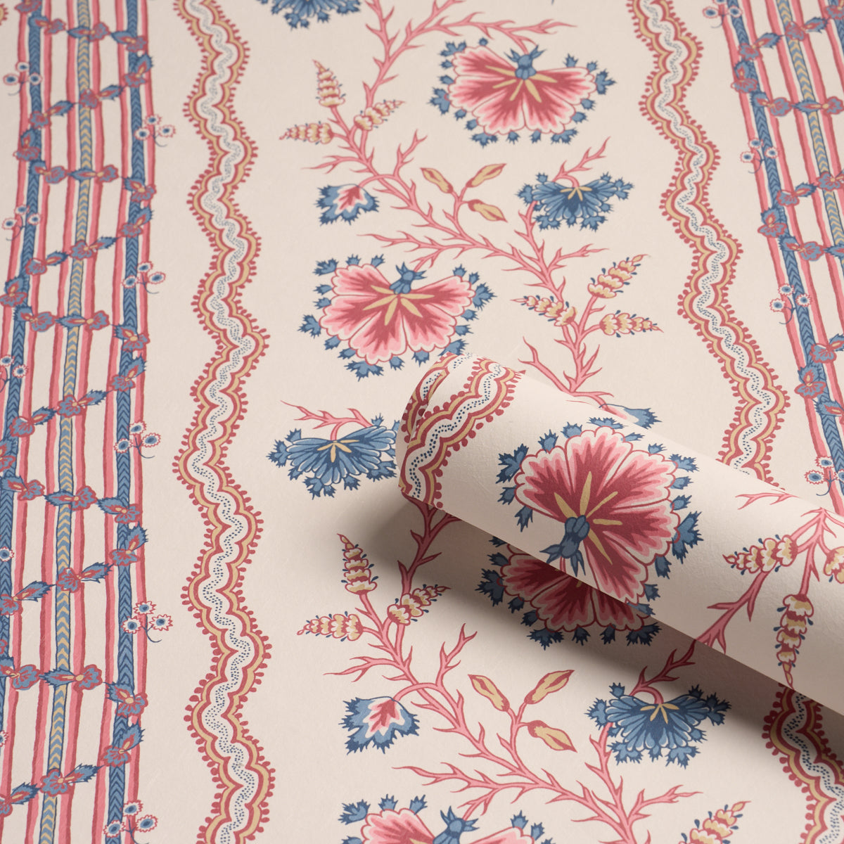 PARVATI FLORAL STRIPE | Vermilion