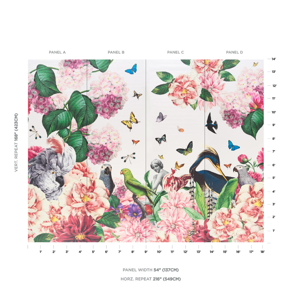 Flores Paradisi 4 Panel Set | Rose & Peony