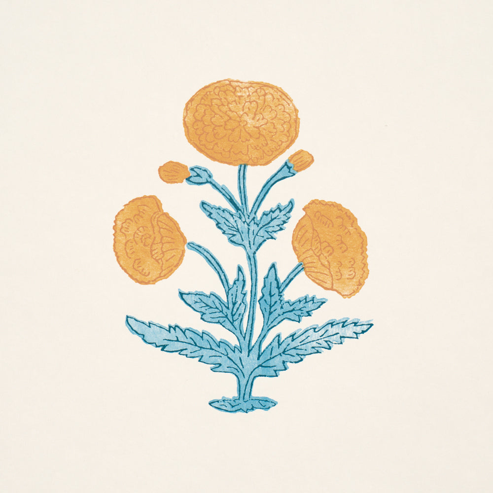 Poppy Print | Mustard & Sky