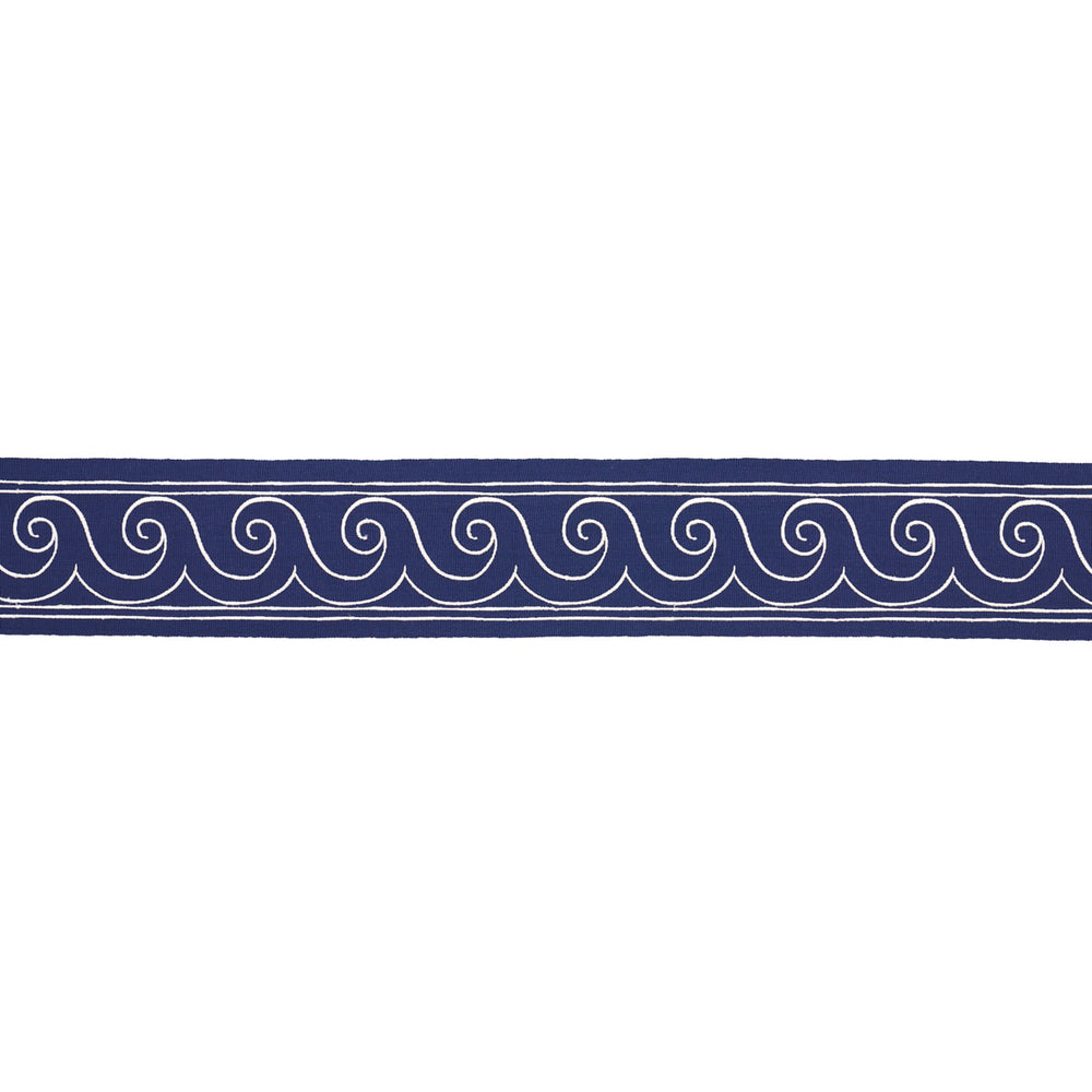 GREEK WAVES TRIM | White On Navy