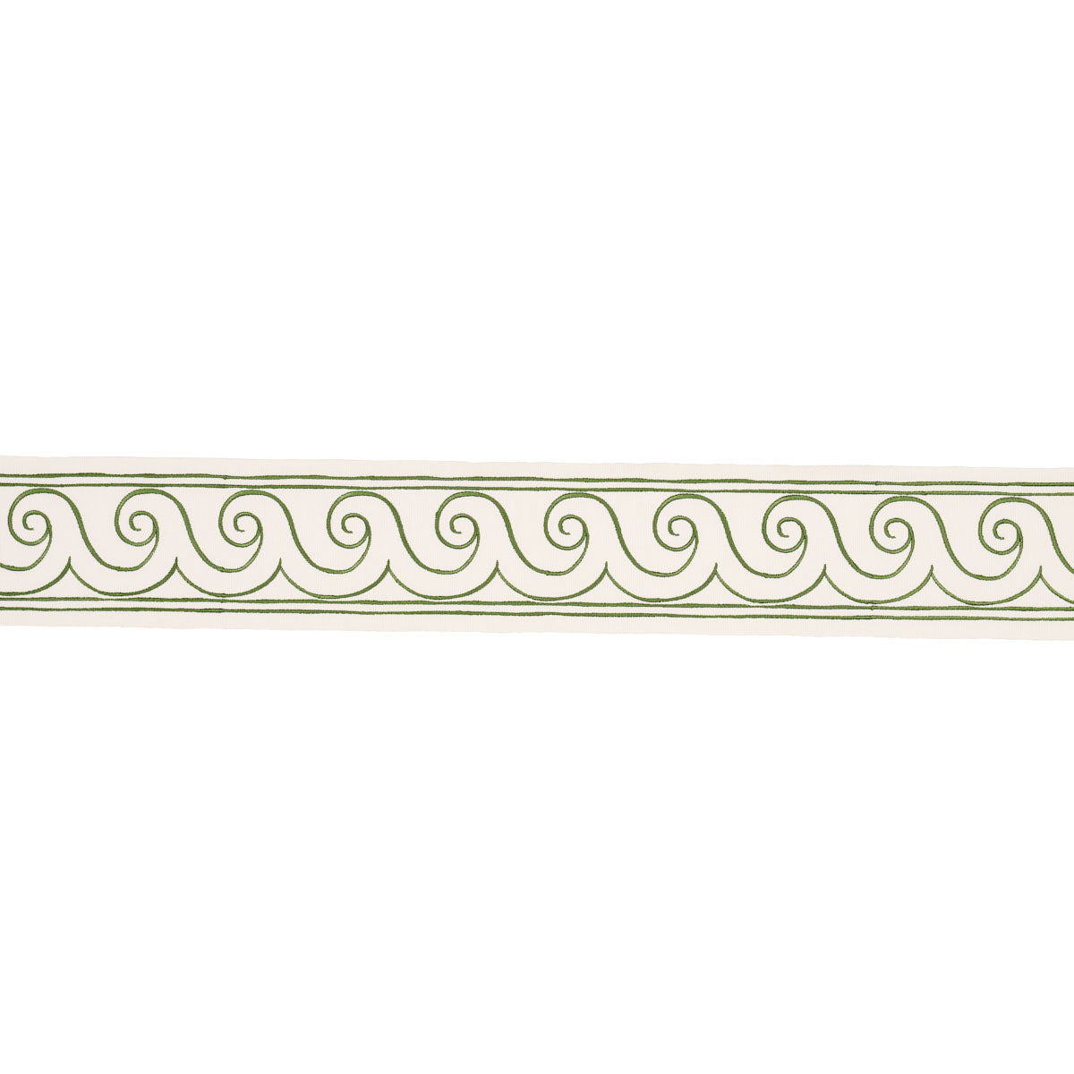 GREEK WAVES TRIM | GREEN ON IVORY