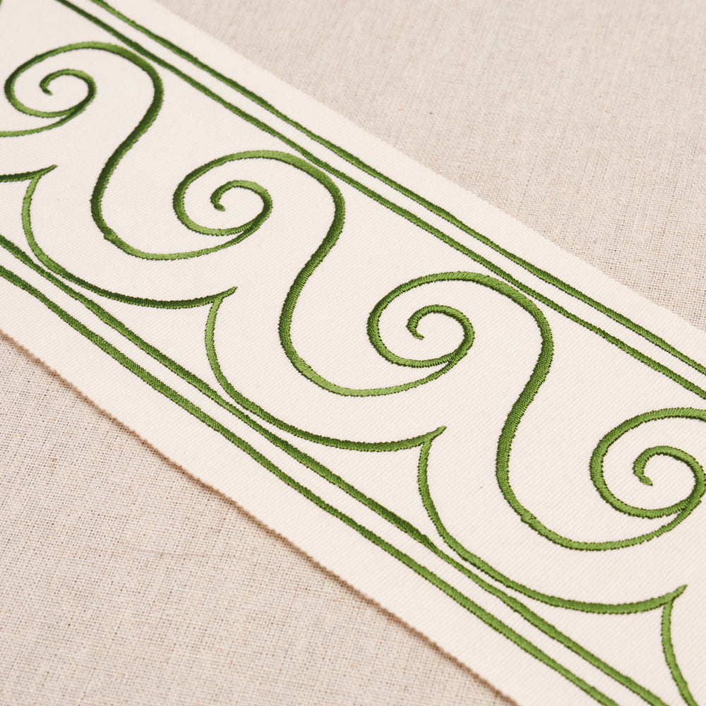 GREEK WAVES TRIM | Green On Ivory
