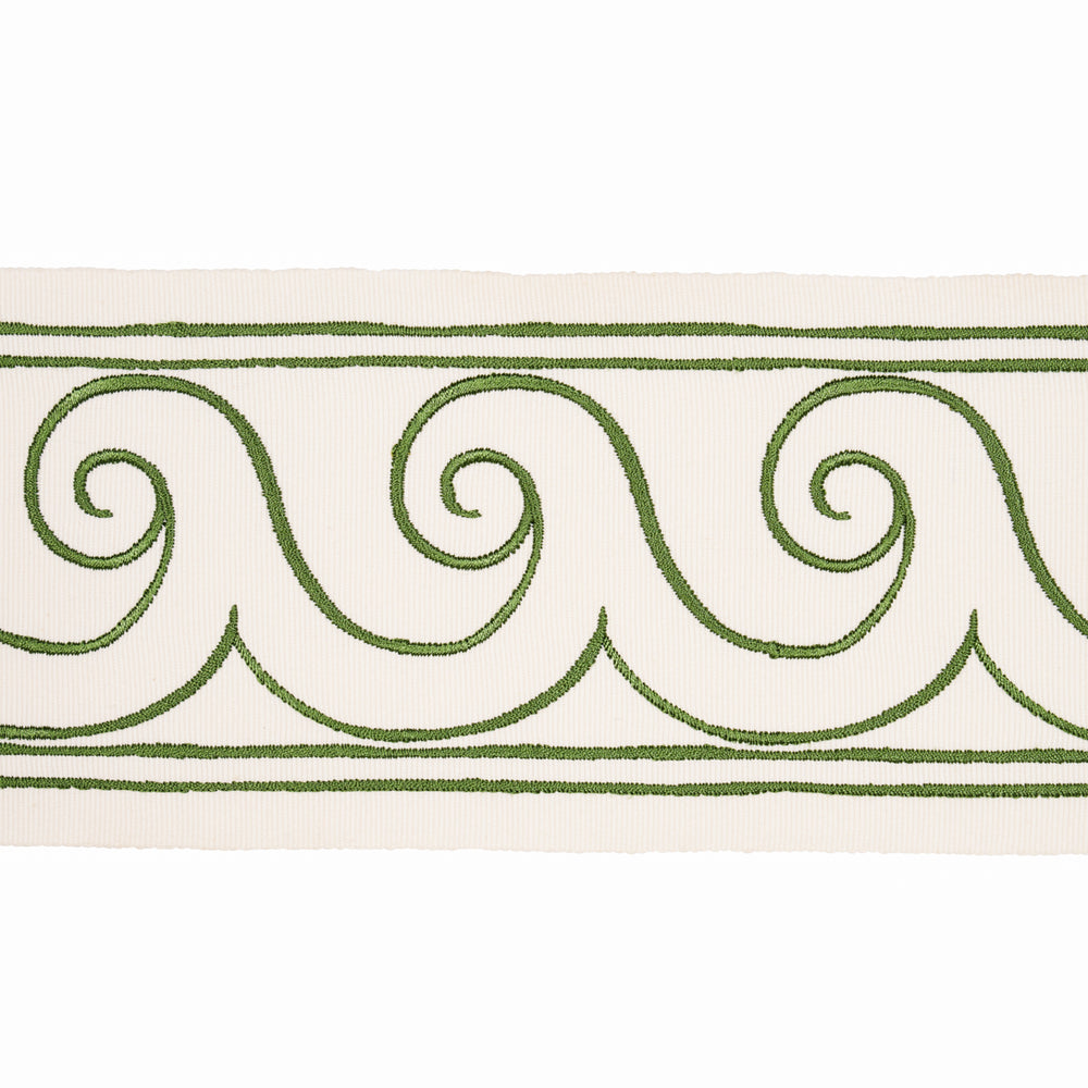GREEK WAVES TRIM | Green On Ivory