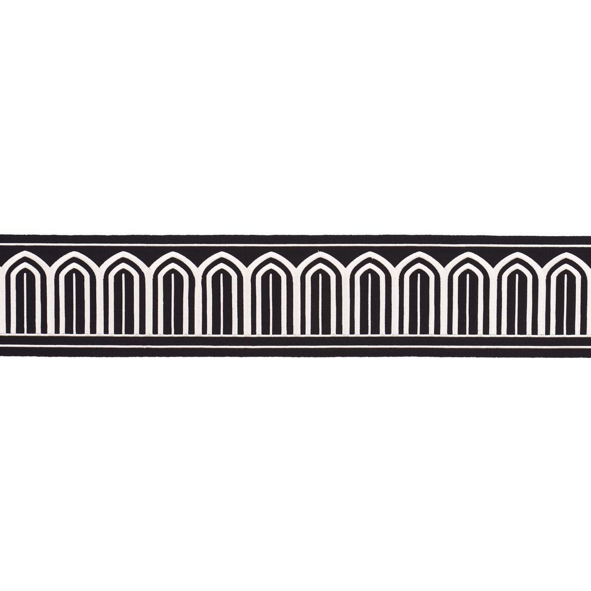 ARCHES EMBROIDERED TAPE WIDE | White On Black