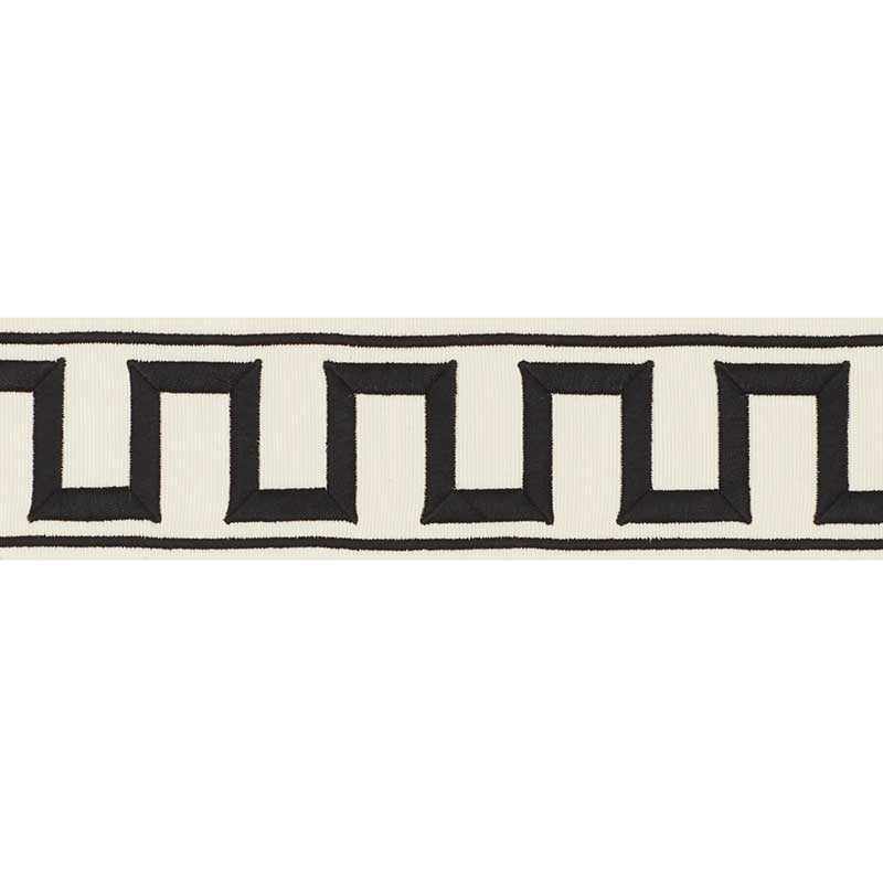 GREEK KEY EMBROIDERED TAPE | BLACK ON IVORY