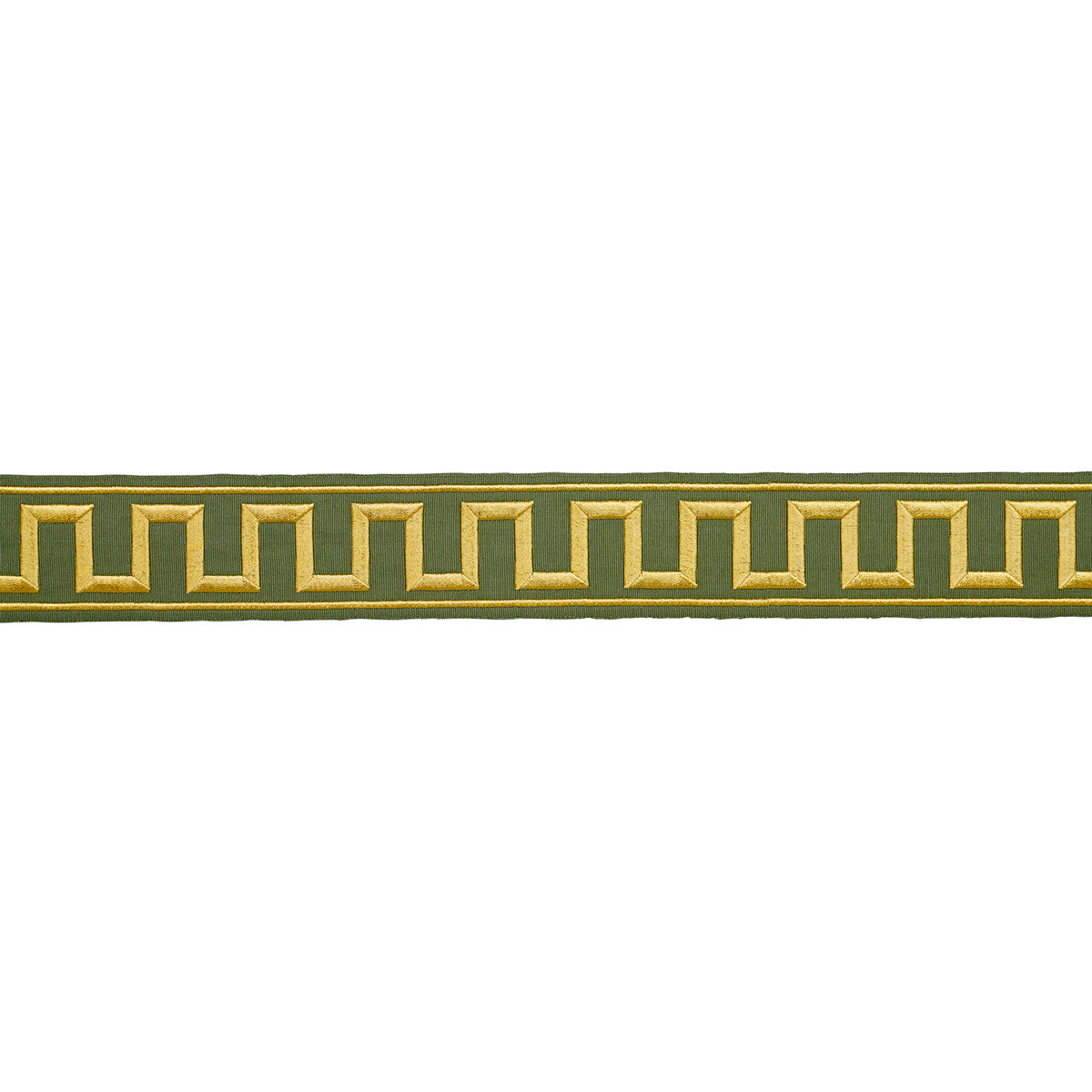 GREEK KEY EMBROIDERED TAPE | Olive