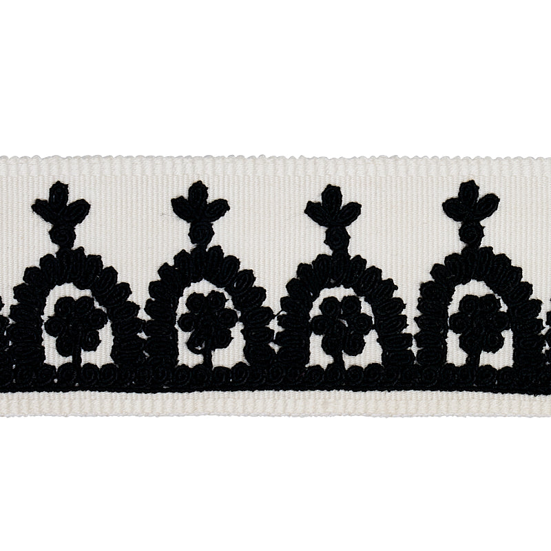 Noelia Embroidered Tape | BLACK ON IVORY