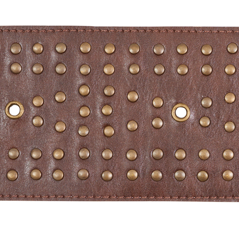 STUDDED LEATHER TRIM | Brown