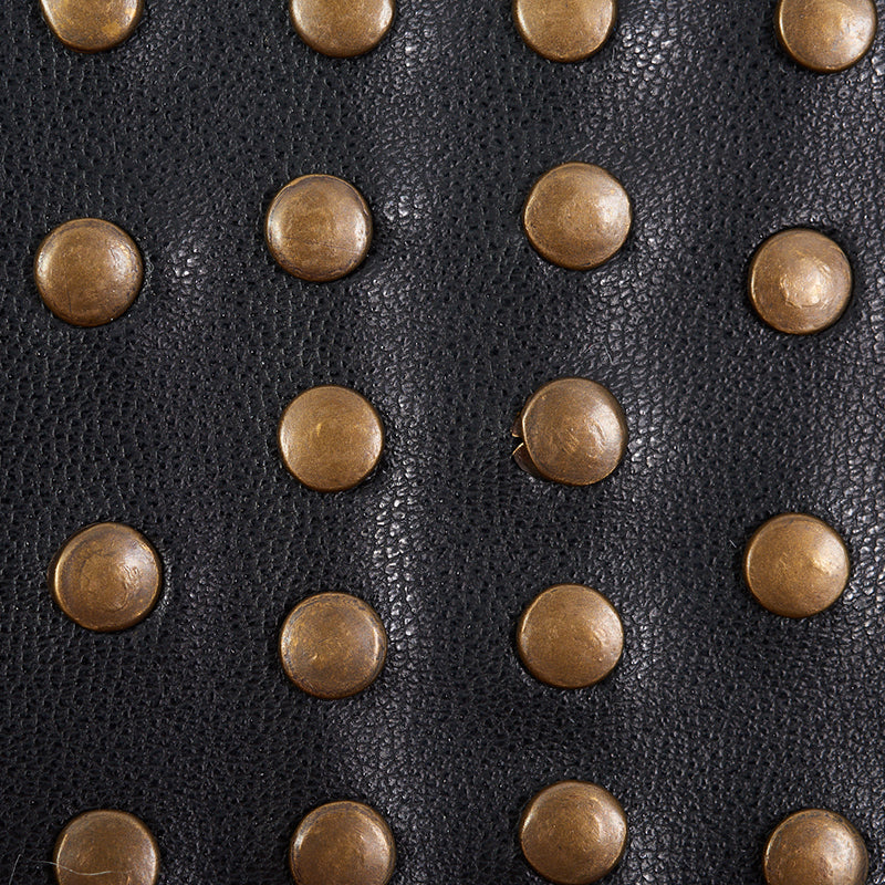 STUDDED LEATHER TRIM | Black