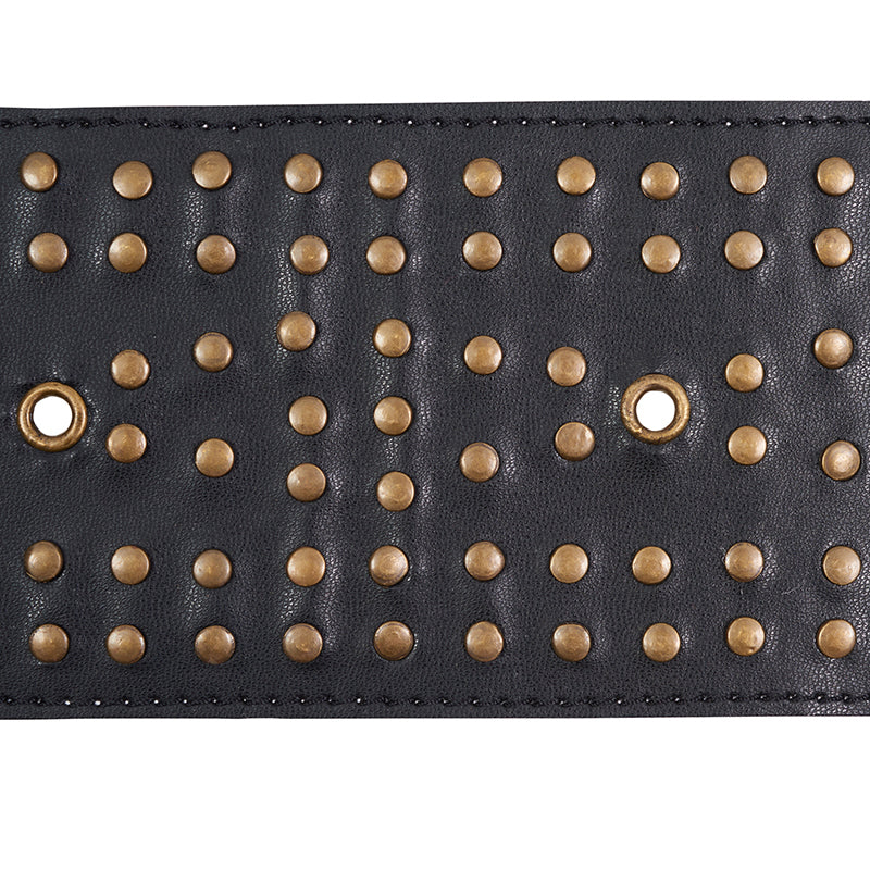 STUDDED LEATHER TRIM | Black