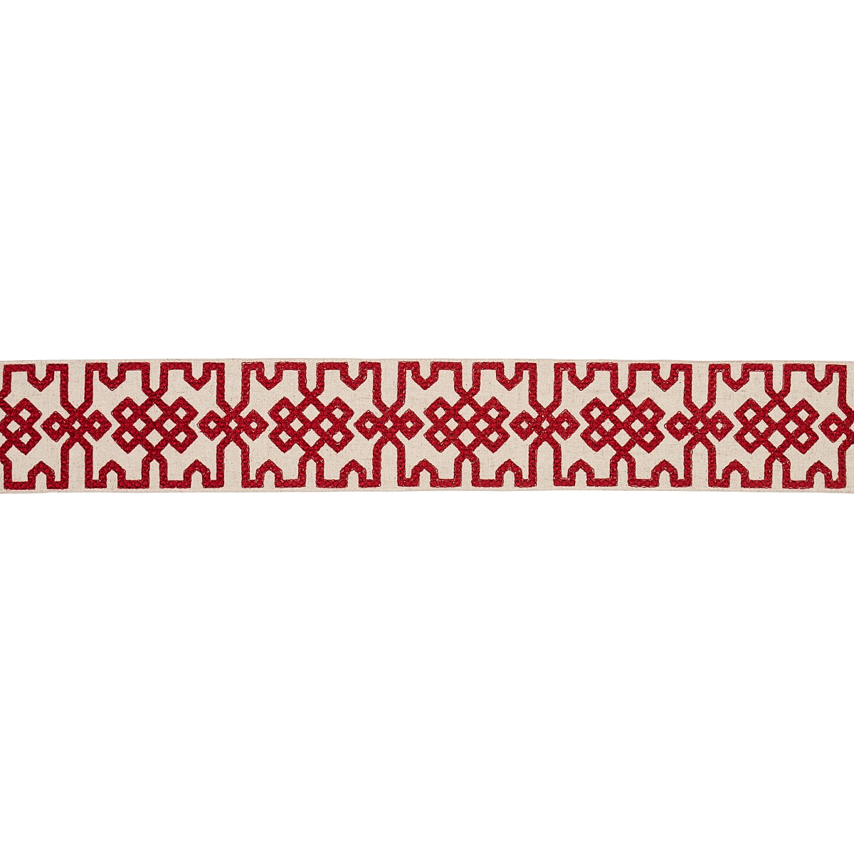 Knotted Trellis Tape | Crimson On Unbleached