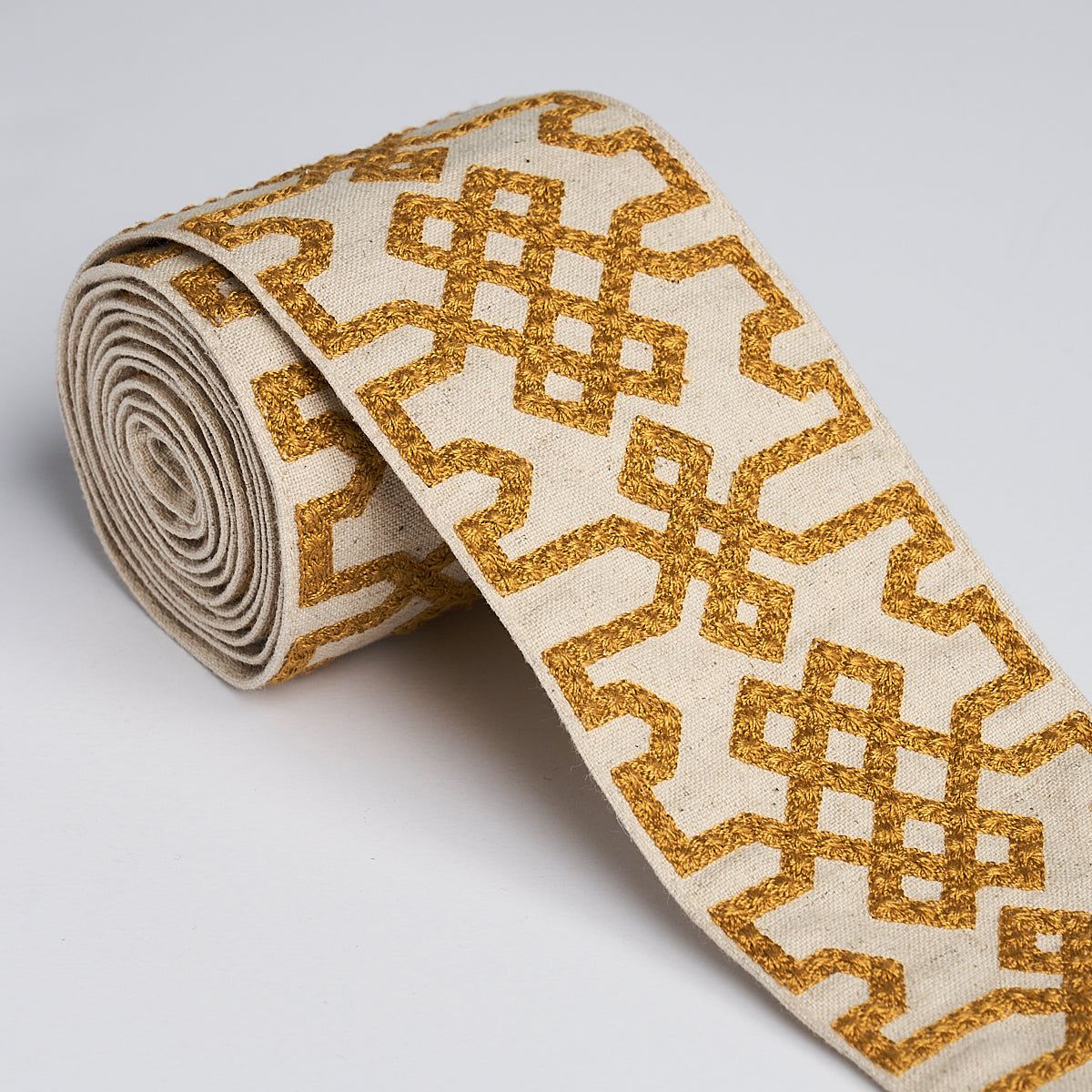 Knotted Trellis Tape | Ocher On Unbleached