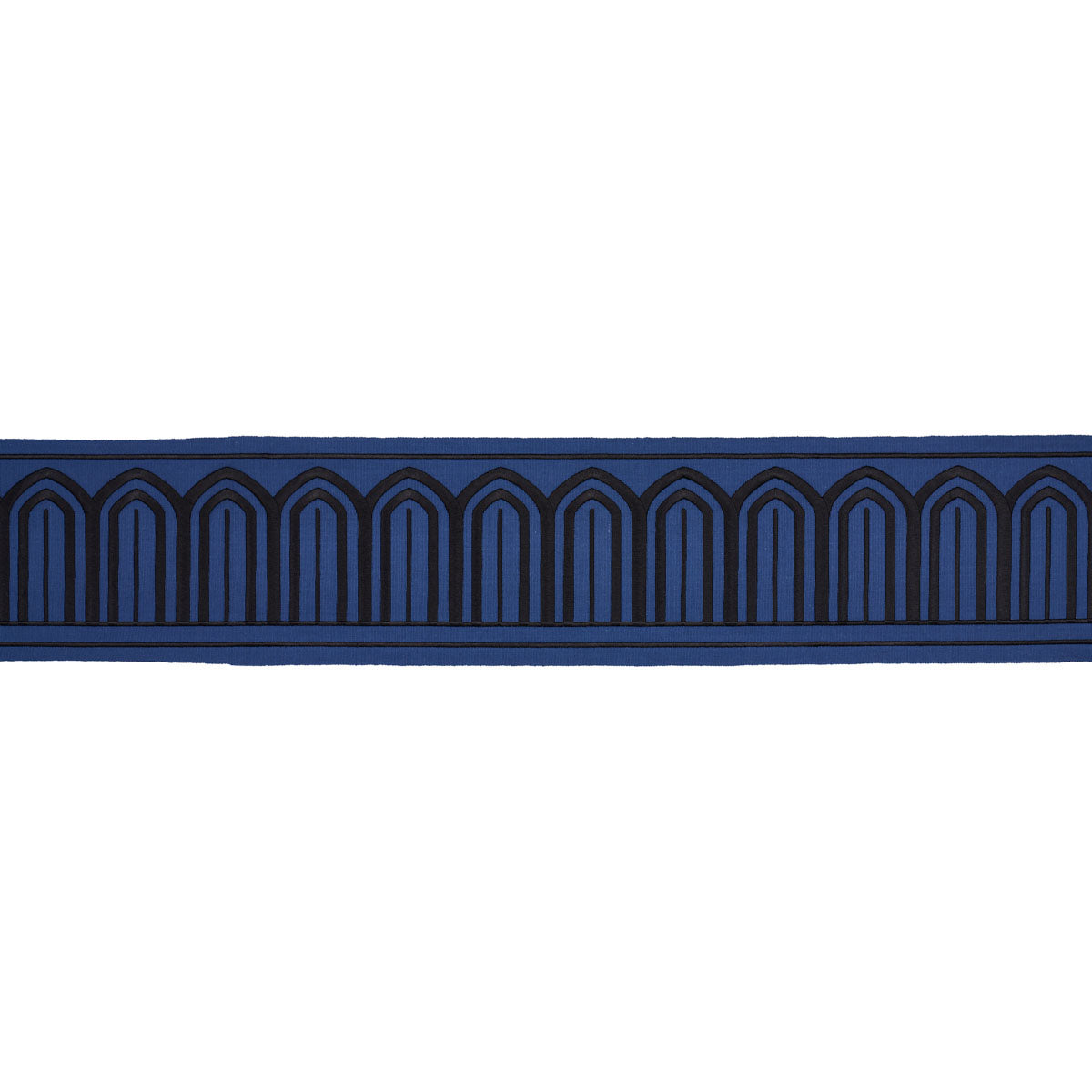 ARCHES EMBROIDERED TAPE WIDE | Black On Navy