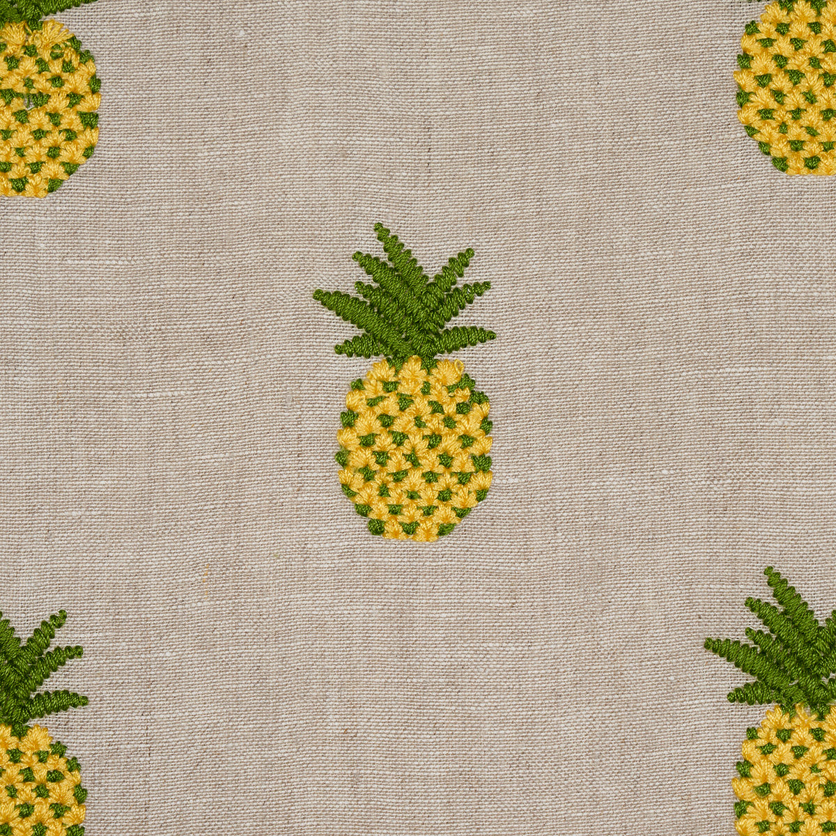 PINEAPPLE EMBROIDERY | Green On Natural